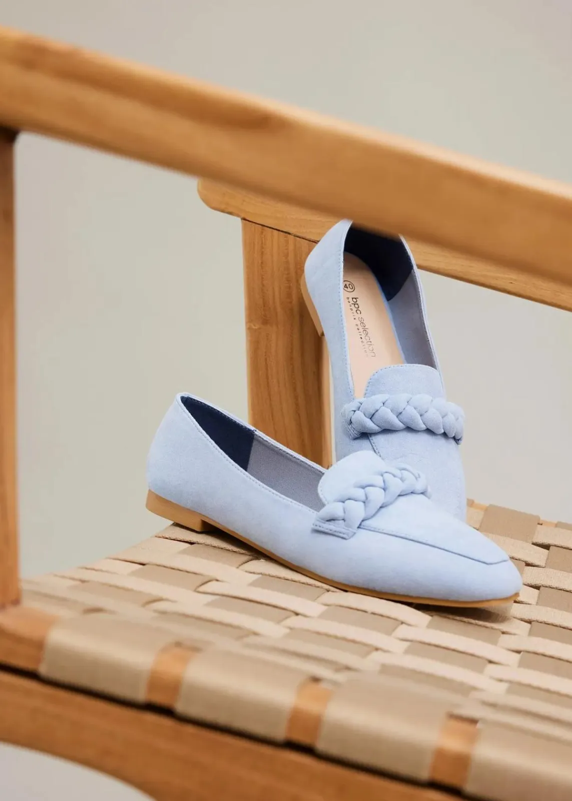 bonprix Sommerschuhe|Loafer^Loafer mit Flechtdetails jeansblau