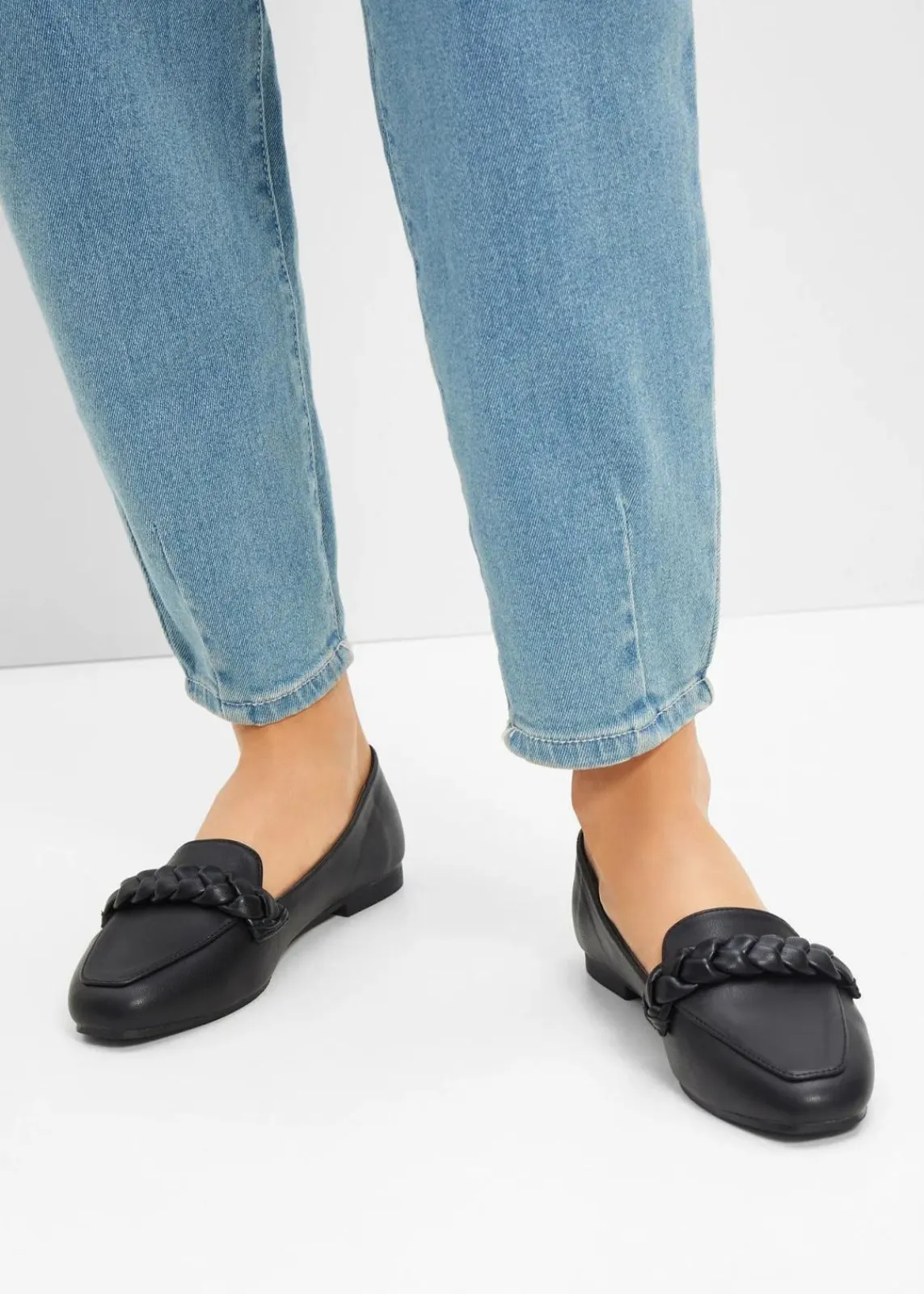 bonprix Slipper & Halbschuhe|Loafer^Loafer mit Flechtdetails schwarz