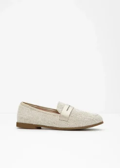 bonprix Slipper & Halbschuhe|Loafer^Loafer mit Metallic-Details beige/champagner