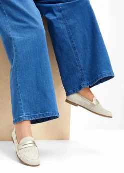 bonprix Slipper & Halbschuhe|Loafer^Loafer mit Metallic-Details beige/champagner