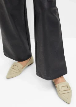 bonprix Slipper & Halbschuhe|Loafer^Loafer mit Schnalle grünbeige
