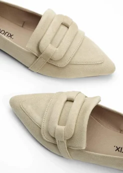 bonprix Slipper & Halbschuhe|Loafer^Loafer mit Schnalle grünbeige