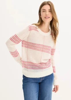 bonprix Bekleidung·Umstandsmode|Bekleidung·Jeans^Locker gestrickter Pullover mit Woll- und Alpaka-Anteil wollweiß kariert