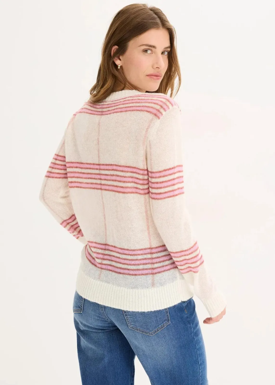 bonprix Bekleidung·Umstandsmode|Bekleidung·Jeans^Locker gestrickter Pullover mit Woll- und Alpaka-Anteil wollweiß kariert