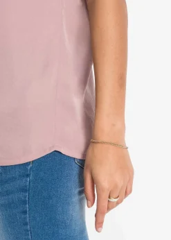 bonprix Nachhaltigere Materialien|Blusen & Tuniken^Lockere Satin-Kurzarmtunika mit überschnittenen Schultern rosenholz