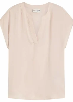 bonprix Nachhaltigere Materialien|Blusen & Tuniken^Lockere Satin-Kurzarmtunika mit überschnittenen Schultern beige