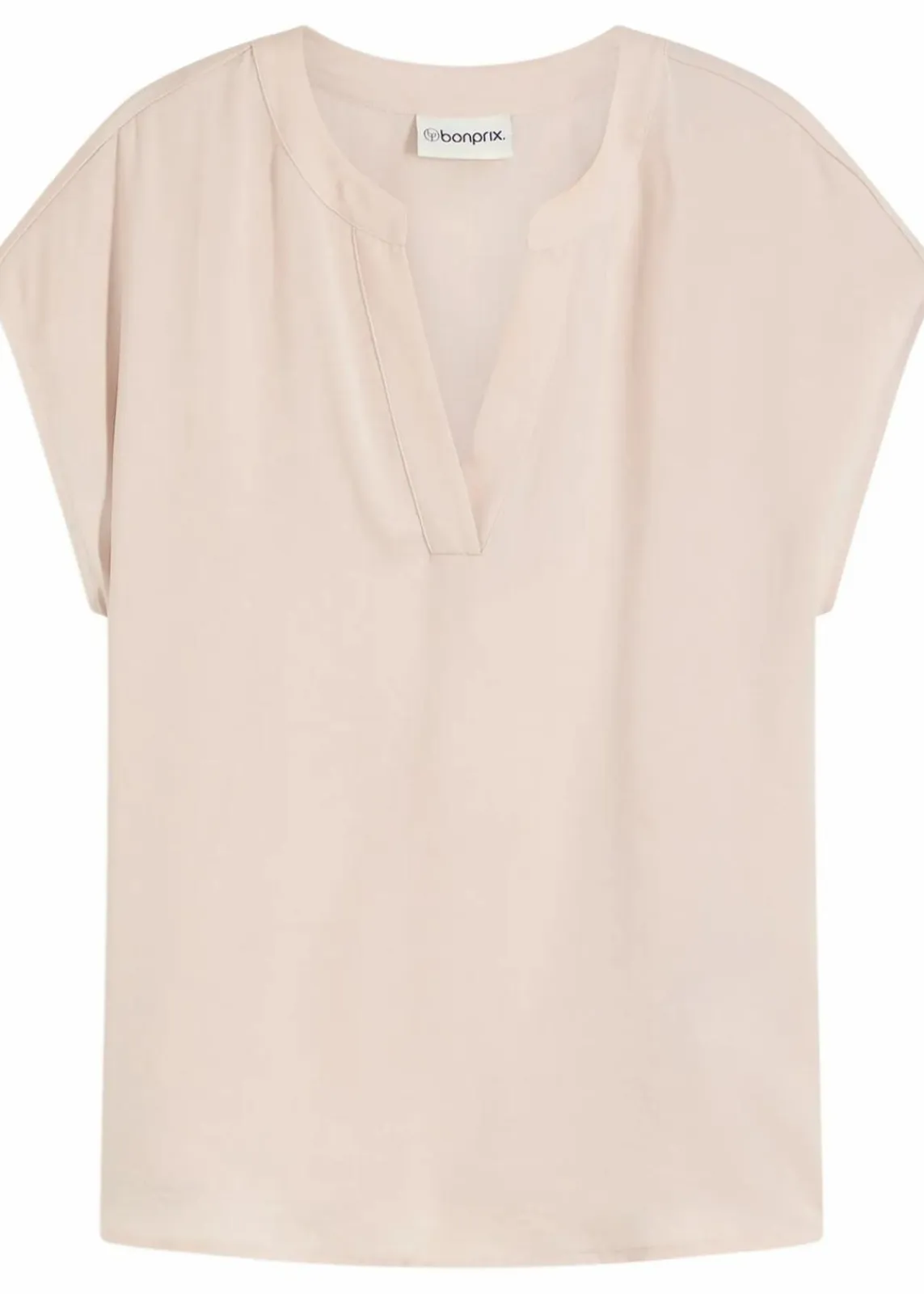 bonprix Nachhaltigere Materialien|Blusen & Tuniken^Lockere Satin-Kurzarmtunika mit überschnittenen Schultern beige