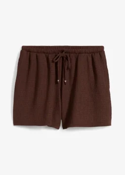bonprix Hosen|Shorts^Lockere Schlupf-Shorts aus strukturiertem Crêpe terrabraun