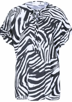 bonprix Bekleidung·Jacken & Mäntel|Blusen & Tuniken^Lockere Tunika aus Viskose weiß/schwarz zebra bedruckt