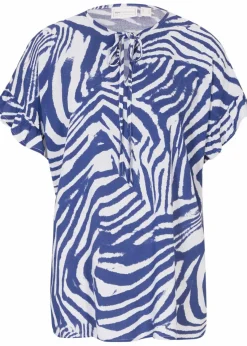 bonprix Blusen & Tuniken|Bekleidung·Jacken & Mäntel^Lockere Tunika aus Viskose weiß/edelsteinblau zebra bedruckt