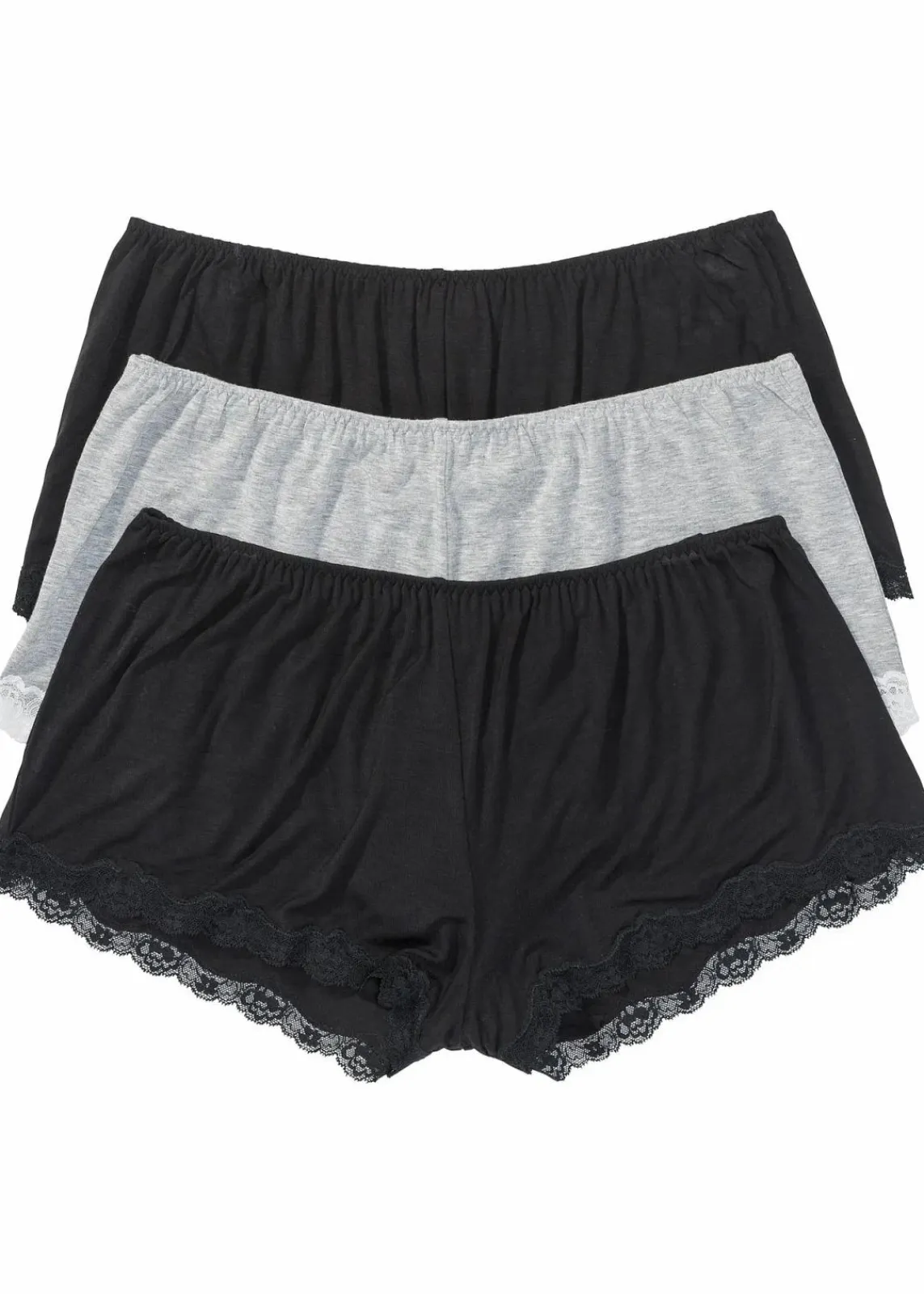 bonprix Wäsche·Basics|Wäsche·Höschen^Lockere Viskose Boxer (3er Pack) schwarz + hellgrau meliert