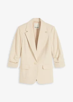 bonprix Blazer|Bekleidung·Basics^Lockerer 3/4-Arm-Blazer aus Viskose hellsand