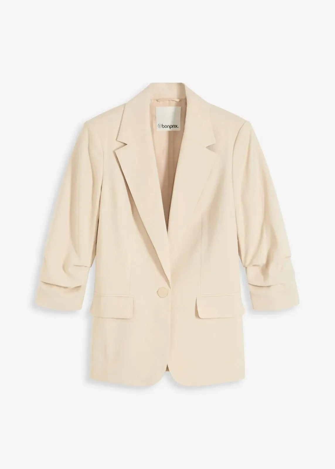 bonprix Blazer|Bekleidung·Basics^Lockerer 3/4-Arm-Blazer aus Viskose hellsand