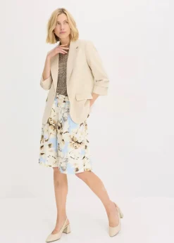 bonprix Blazer|Bekleidung·Basics^Lockerer 3/4-Arm-Blazer aus Viskose hellsand