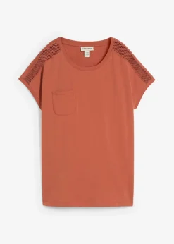 bonprix Shirts & Tops|Nachhaltigere Materialien^Lockeres Shirt mit Spitze cognac