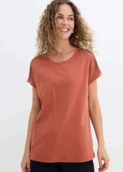 bonprix Shirts & Tops|Nachhaltigere Materialien^Lockeres Shirt mit Spitze cognac