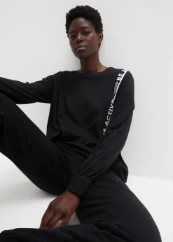 bonprix Nachhaltigere Materialien|Shirts & Tops^Lockeres Sport-Shirt schwarz bedruckt