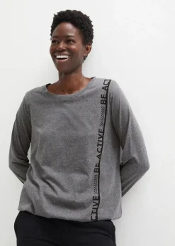 bonprix Shirts & Tops|Nachhaltigere Materialien^Lockeres Sport-Shirt grau meliert bedruckt