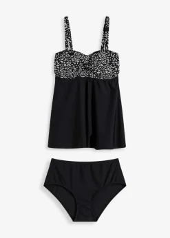 bonprix Nachhaltigere Materialien|Tankinis^Long Tankini (2-tlg.Set) schwarz gepunktet