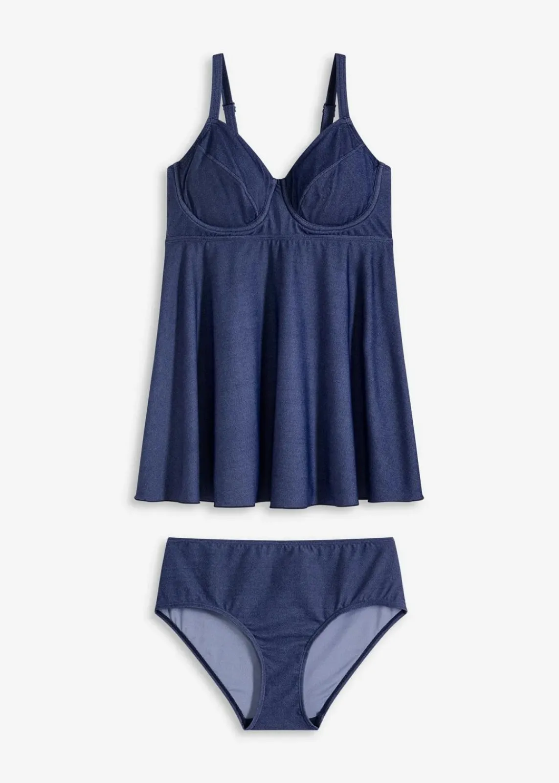 bonprix Große Cups D-F|Tankinis^Long Tankini (2-tlg.Set) in Jeansoptik dunkelblau denim