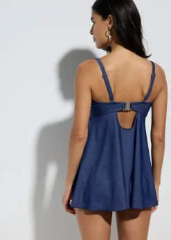 bonprix Große Cups D-F|Tankinis^Long Tankini (2-tlg.Set) in Jeansoptik dunkelblau denim
