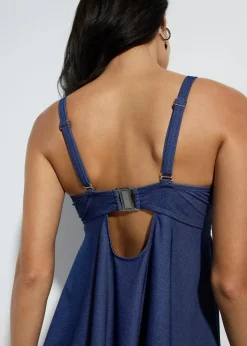 bonprix Große Cups D-F|Tankinis^Long Tankini (2-tlg.Set) in Jeansoptik dunkelblau denim