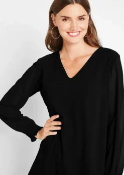 bonprix Bekleidung·Jacken & Mäntel|Nachhaltigere Materialien^Long- Tunikabluse schwarz
