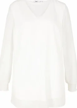 bonprix Blusen & Tuniken|Nachhaltigere Materialien^Long- Tunikabluse wollweiß