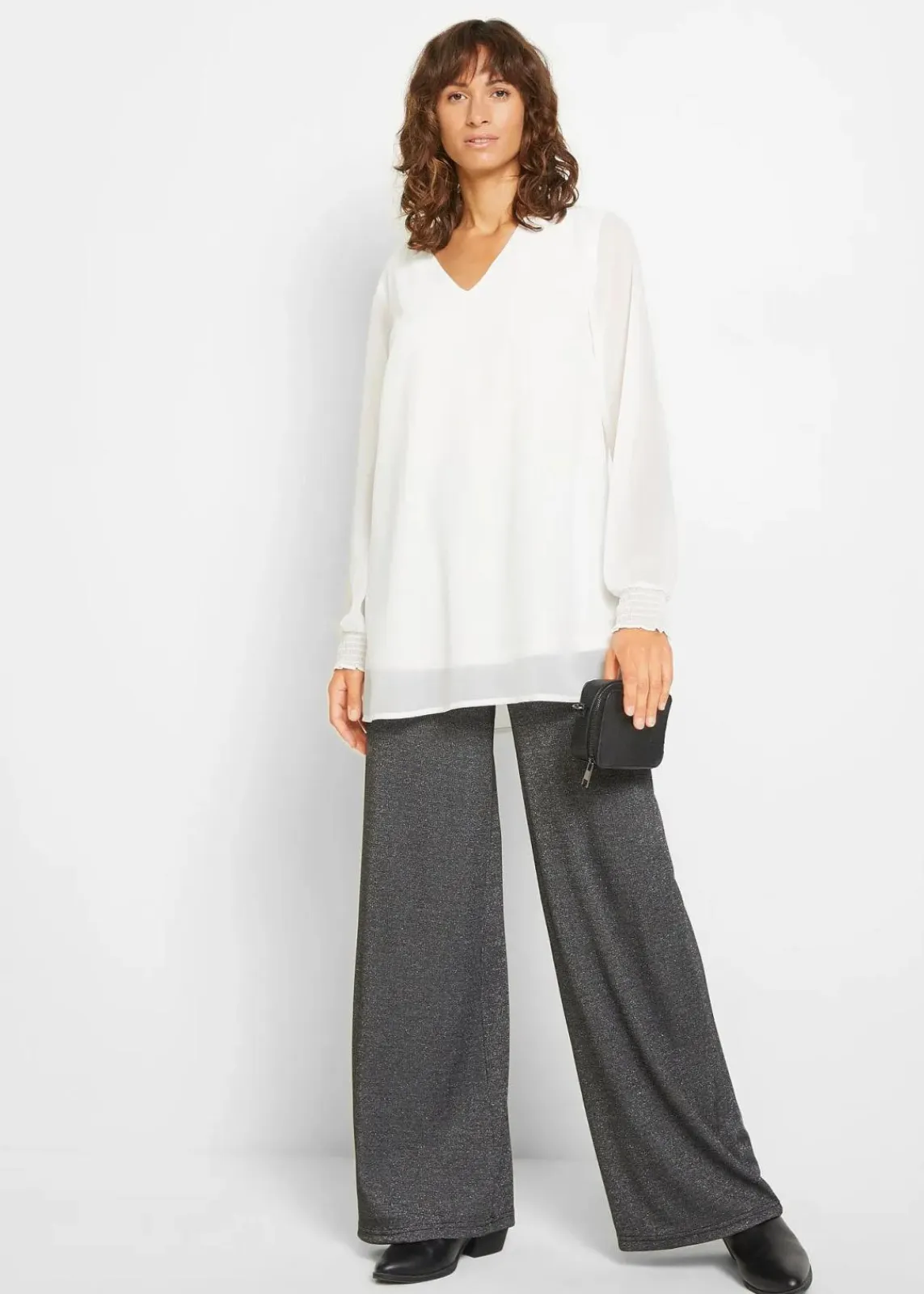 bonprix Blusen & Tuniken|Nachhaltigere Materialien^Long- Tunikabluse wollweiß