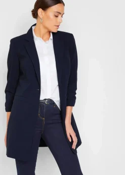 bonprix Blazer|Bekleidung·Basics^Long-Blazer dunkelblau