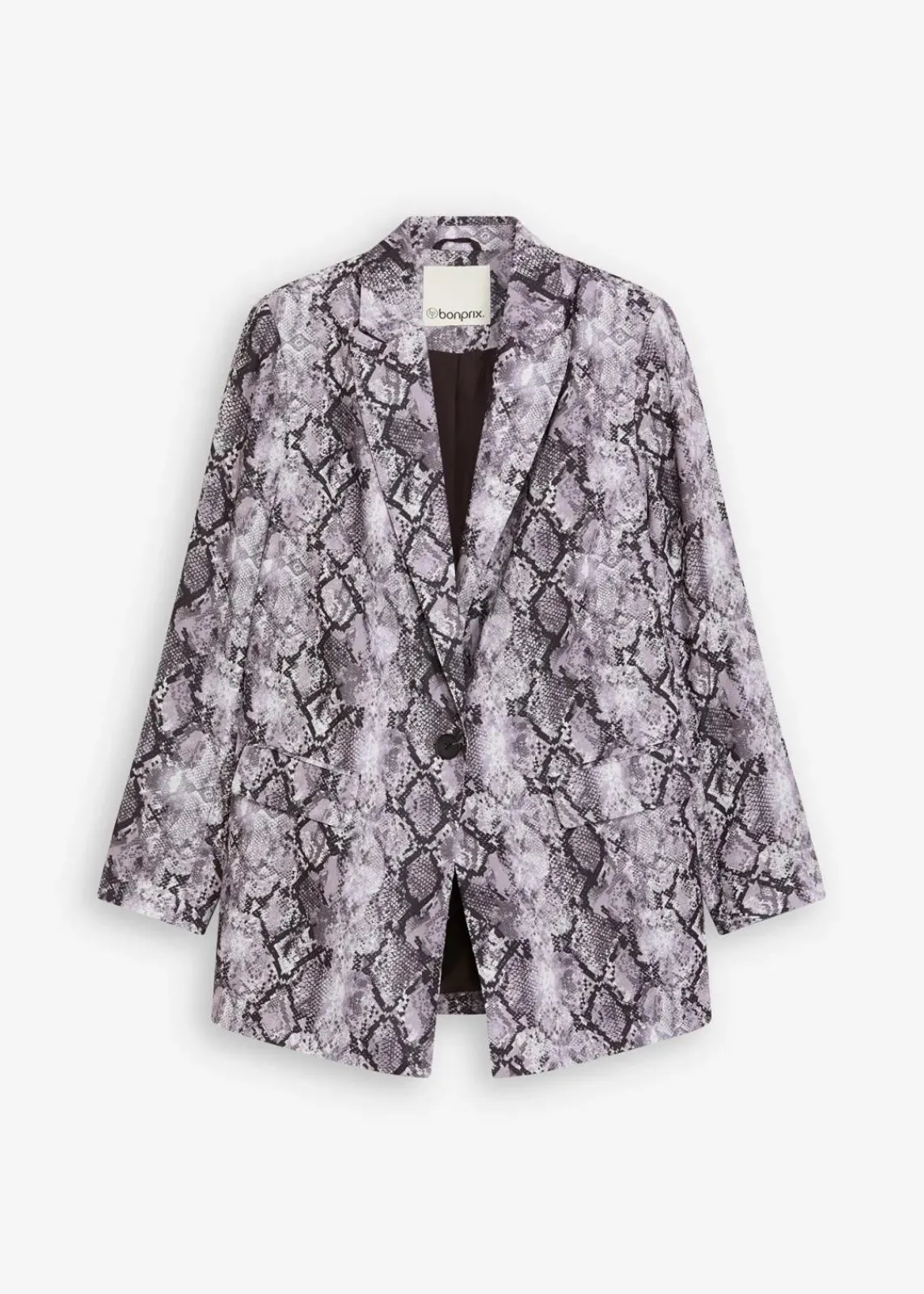bonprix Bekleidung·Basics|Nachhaltigere Materialien^Longblazer graubraun schlange bedruckt