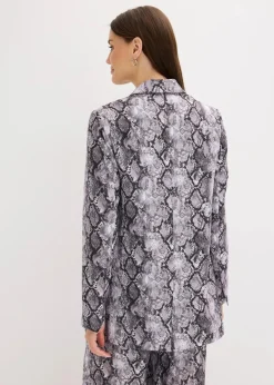 bonprix Bekleidung·Basics|Nachhaltigere Materialien^Longblazer graubraun schlange bedruckt