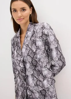 bonprix Bekleidung·Basics|Nachhaltigere Materialien^Longblazer graubraun schlange bedruckt