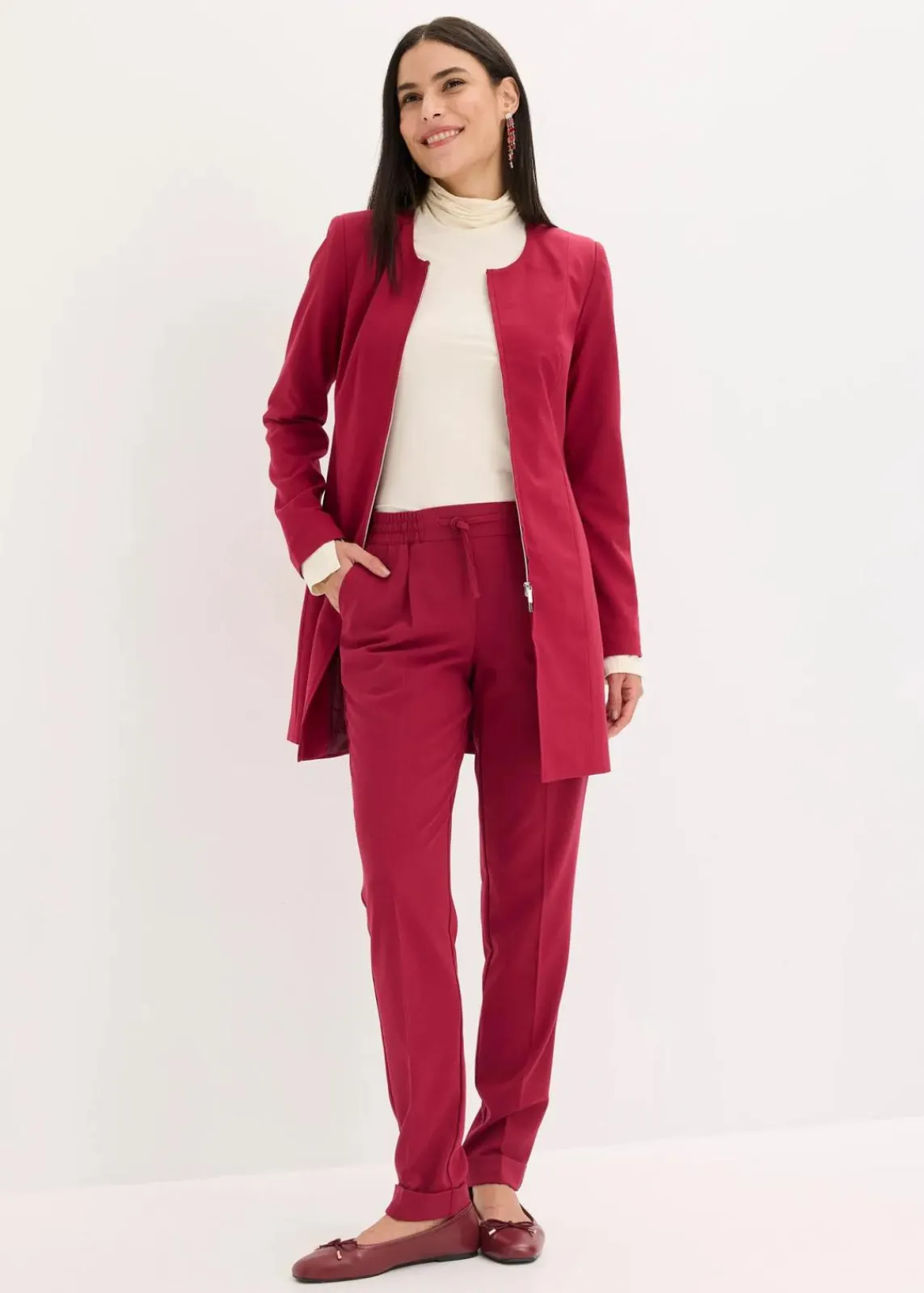 bonprix Bekleidung·Basics|Blazer^Longblazer dunkelrot