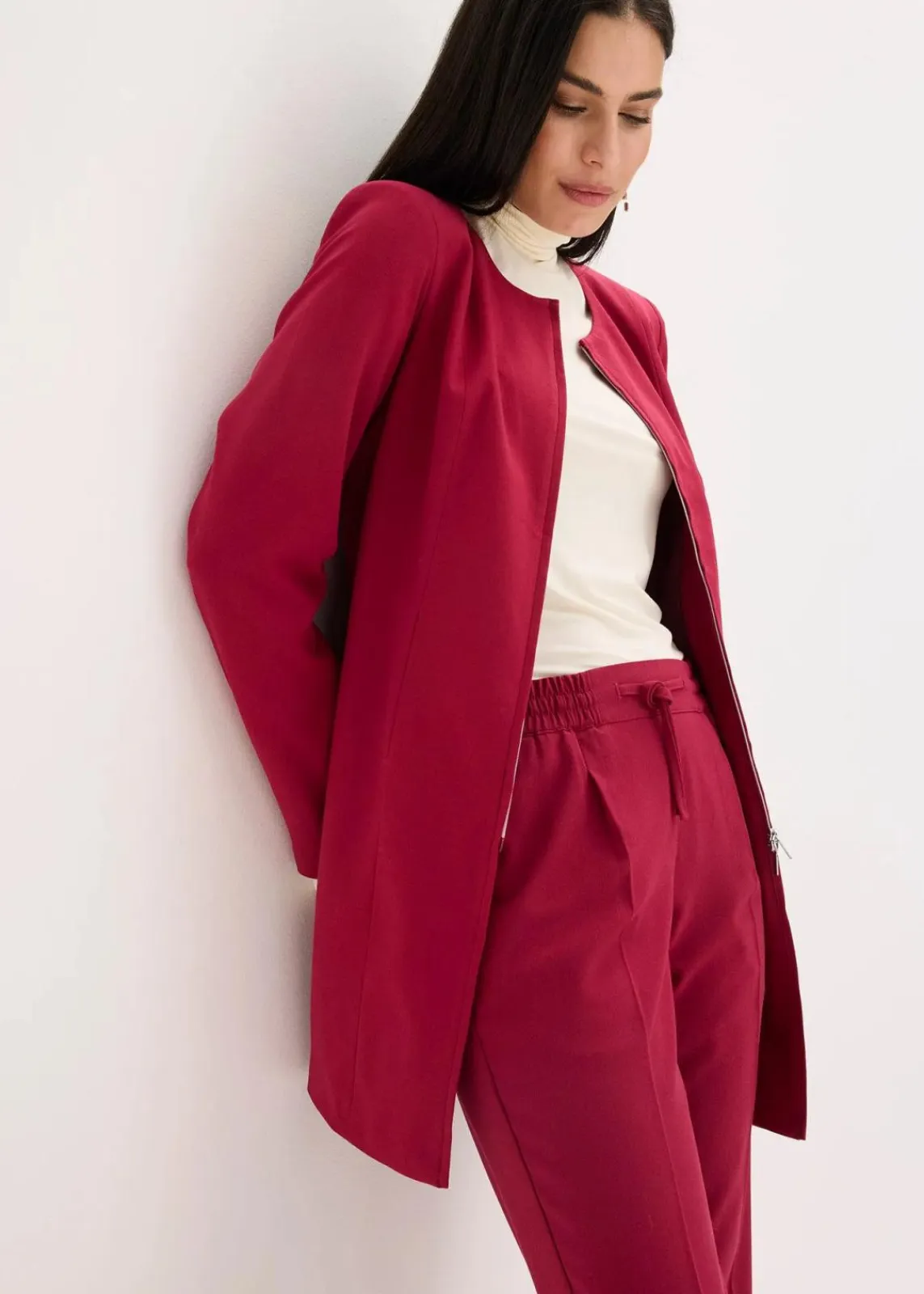 bonprix Bekleidung·Basics|Blazer^Longblazer dunkelrot