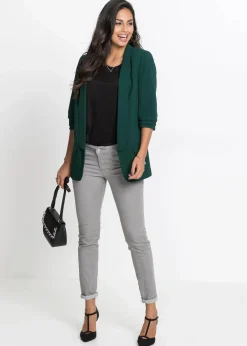 bonprix Blazer|Bekleidung·Basics^Longblazer tiefgrün