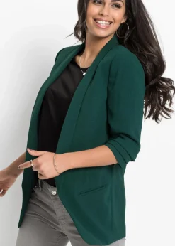 bonprix Blazer|Bekleidung·Basics^Longblazer tiefgrün