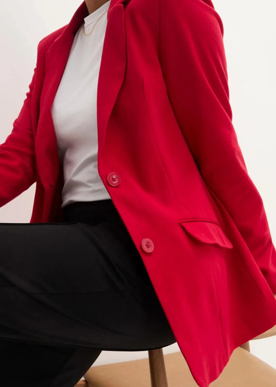 bonprix Blazer|Nachhaltigere Materialien^Longblazer aus Baumwoll-Jersey chillirot