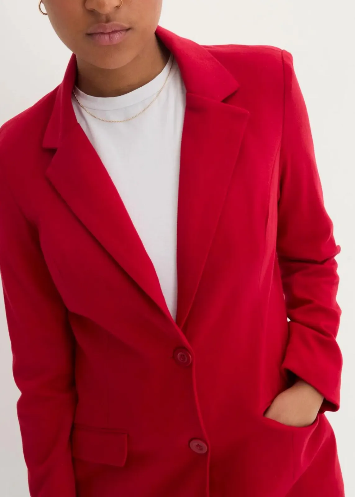 bonprix Blazer|Nachhaltigere Materialien^Longblazer aus Baumwoll-Jersey chillirot