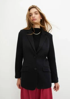 bonprix Bekleidung·Basics|Nachhaltigere Materialien^Longblazer aus Baumwoll-Jersey schwarz