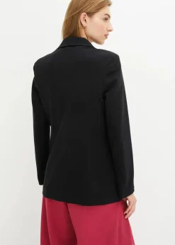 bonprix Bekleidung·Basics|Nachhaltigere Materialien^Longblazer aus Baumwoll-Jersey schwarz