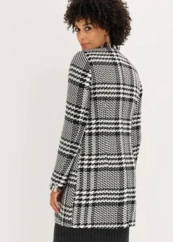 bonprix Blazer|Bekleidung·Basics^Longblazer aus Bouclé schwarz/wollweiß kariert