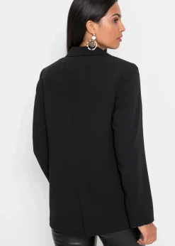 bonprix Bekleidung·Basics|Blazer^Longblazer aus fließendem Viskose-Mix schwarz