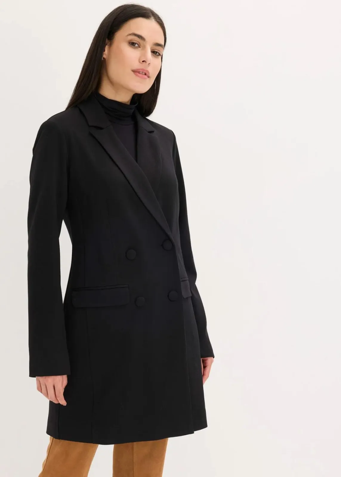 bonprix Bekleidung·Basics|Blazer^Longblazer aus Punto di Roma schwarz