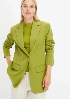 bonprix Bekleidung·Basics|Blazer^Longblazer aus Viskose-Mix moos