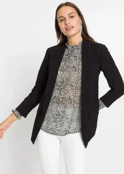bonprix Bekleidung·Basics|Nachhaltigere Materialien^Longblazer aus Viskose-Mix schwarz