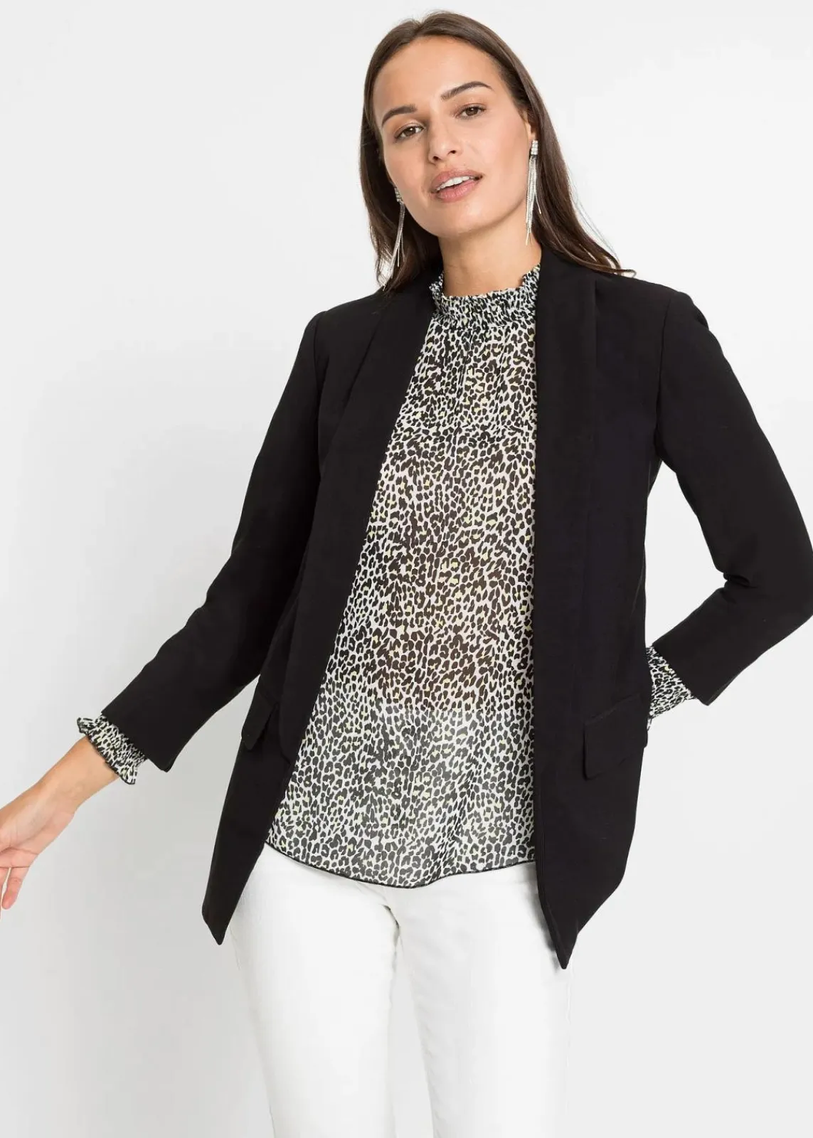 bonprix Bekleidung·Basics|Nachhaltigere Materialien^Longblazer aus Viskose-Mix schwarz