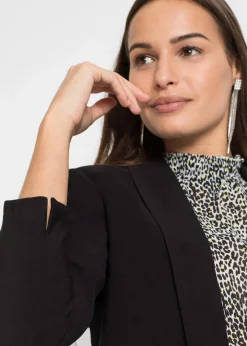 bonprix Bekleidung·Basics|Nachhaltigere Materialien^Longblazer aus Viskose-Mix schwarz