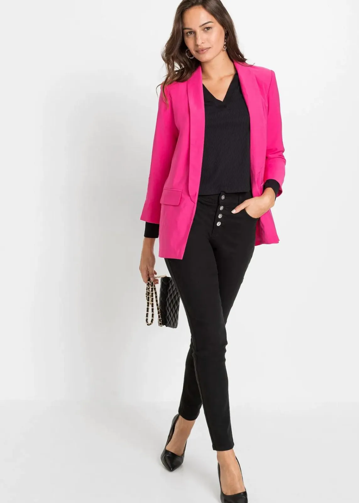 bonprix Blazer|Nachhaltigere Materialien^Longblazer aus Viskose-Mix pinklady