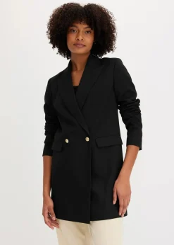 bonprix Blazer^Longblazer mit dekorativen Knöpfen schwarz